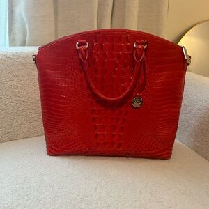 Brahmin Large Duxbury Red Melbourne Satchel w/ dust bag and strap